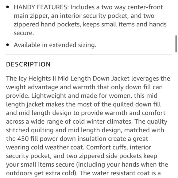 ‼️FIRM‼️ NWT Columbia  XS/2 icy heights ii mid length down parka womens - Picture 7 of 15